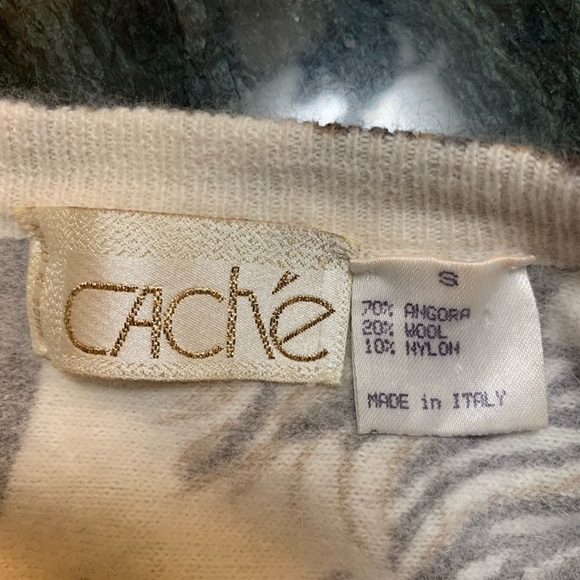 Cache Italian angora, wool floral sweater, size S - Picture 2 of 4